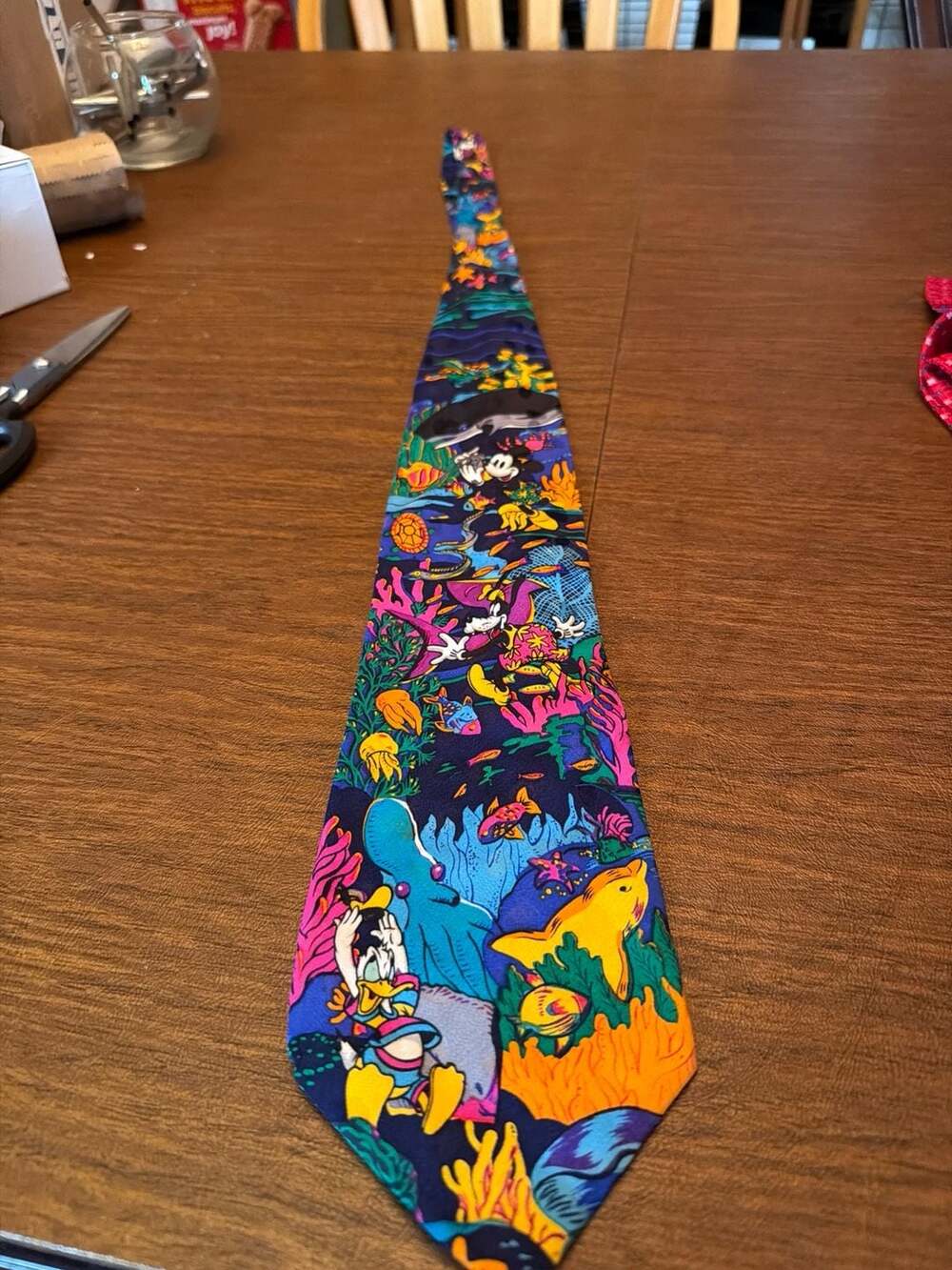 The Disney Store Vintage Mickey Mouse Donald Duck Goofy Underwater Silk Tie